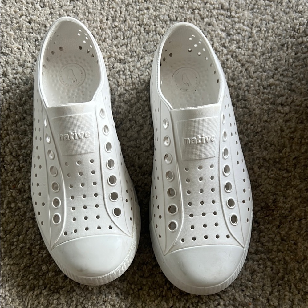 Native White Perforated Slip-On Shoes